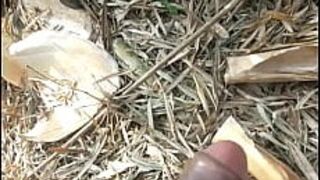 Обнаженная на природе в бамбуковом лесу, игра с членом, сквирт, моча, непрерывный сквирт, неконтролируемая эякуляция - порно видео